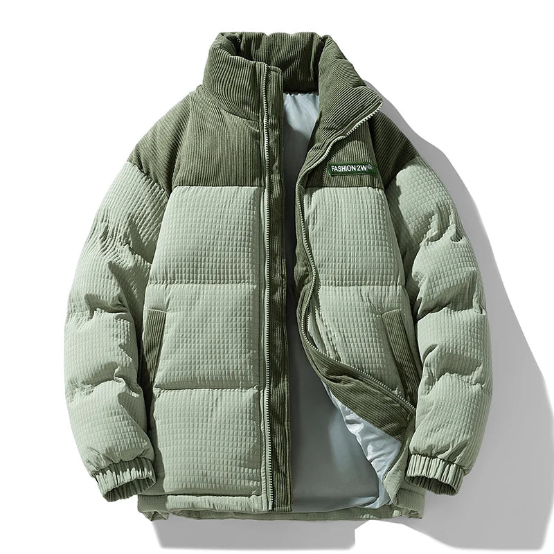 Men’s Korean Winter Jacket – Windproof Stand Collar Cotton Parka