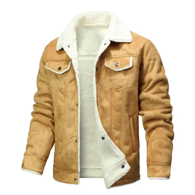 Men’s Suede Leather Jacket – Warm Winter Coat