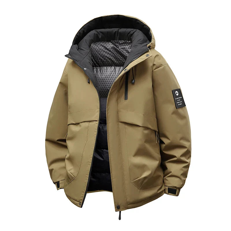 Men’s Winter Waterproof Puffer Jacket – Hooded Windbreaker Parka