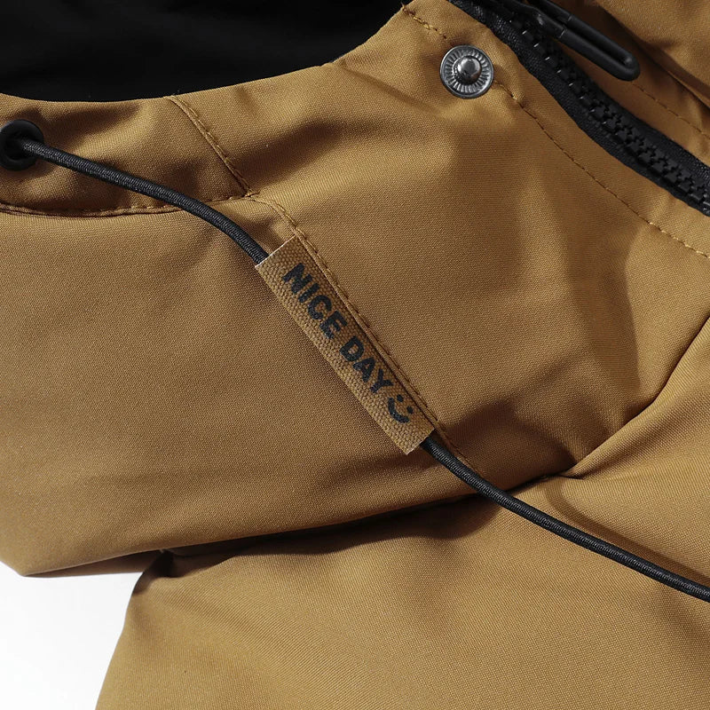 Men’s Winter Waterproof Puffer Jacket – Hooded Windbreaker Parka