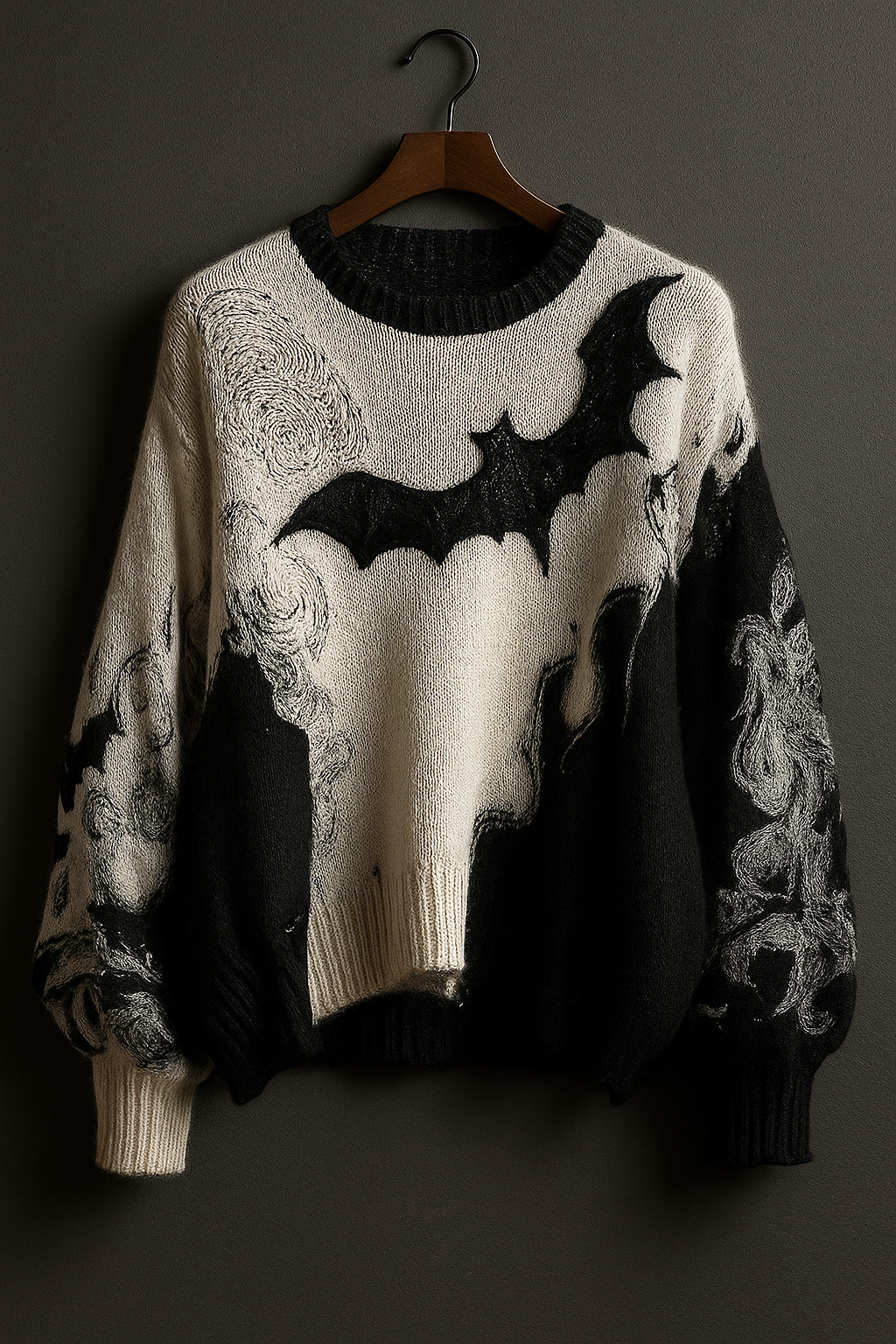 Bat Night Abstract Knit Sweater