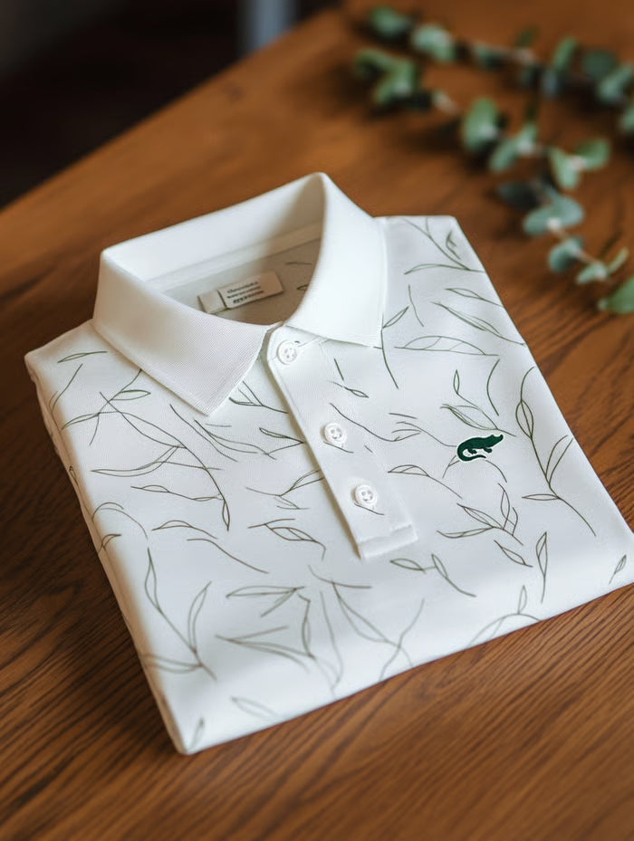 Men's Business Casual Fish Embroidered Button Short Sleeve Polo Shirt