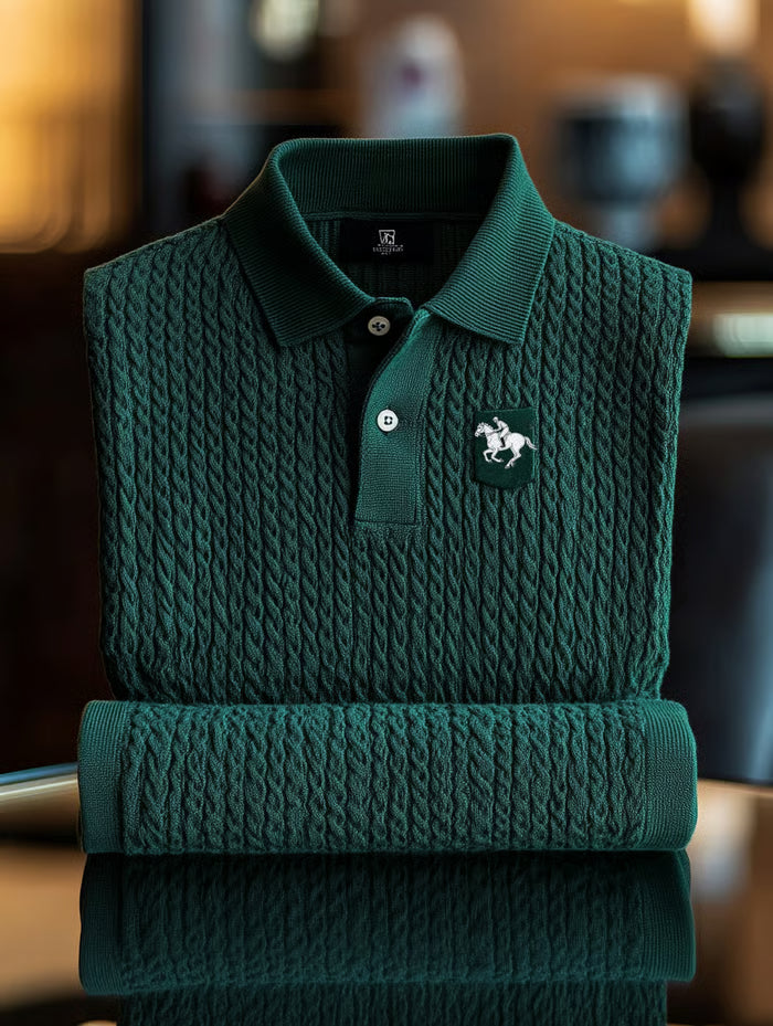 TeeCrate Men’s Business Logo Print Long Sleeve Polo Shirt